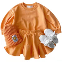 Spring Fashion Candy Color Sweater Lotus Leaf Skirt Princess Suit