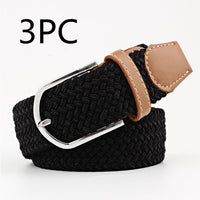 Women's Canvas Belt Student Pants Casual Stretch Braided Needle Buckle