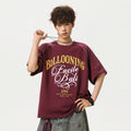 Contrast-color Letter-printed Cotton Short-sleeve T-shirt