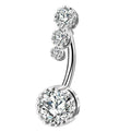 Round Inlaid Zircon Belly Button Umbilical Ring
