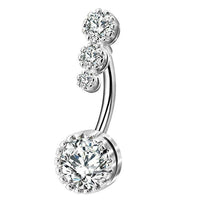 Round Inlaid Zircon Belly Button Umbilical Ring