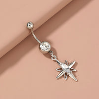 Europe and the United States exaggerated stainless steel belly button nail diamond skylight star pendant accessories female Yiwu wholesale