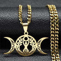 Triple Moon Celtic Knot Pendant Stylish Clavicle Necklace