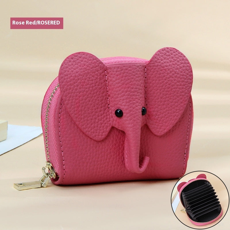 Leather Organ Card Holder Bags Creative Elephant Zipper Wallet Fashion Bag