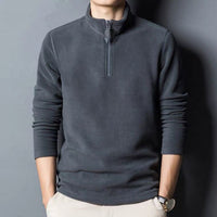 Men's Long-sleeve Mock-neck Fleece Hoodie With Zipperversatile For Winter