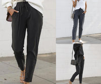 Drawstring Casual High-waist Pencil Pants