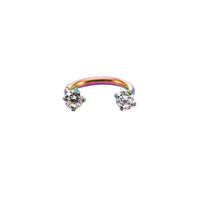 Stainless Steel Piercing Ornaments Round Double Zircon Nose Ring U-shaped Nose Ring