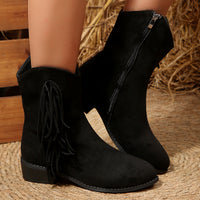 Suede Vintage Autumn Chunky Heeled Ankle Boots