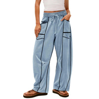 Women With Drawstring Waist Casual Pants