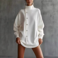Womens Turtleneck Sweater Cardigan Knitted Outerwear For FallWinter