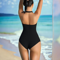 Women's Triangle Pattern Corset One-piece Swimsuit