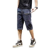Six-pocket Jeans Men's Stretch Fashion Straight Loose Cropped Pants
