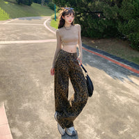 Coffee-brown Leopard-print Skinny Jeans That Slim The