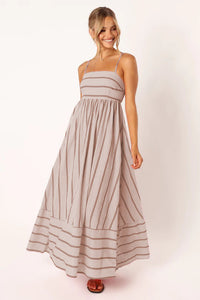 Striped Sleeveless Strap Backless Casual Dress