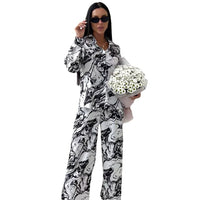 Comfortable And Stylish Printed Loose-fitting Long-sleeve Pants Loungewear