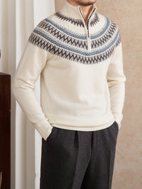 Wool Slim Fit Stand Collar Embroidery Warm Fashion Vintage Sweater