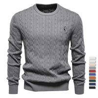 Embroidered Solid Color Knitted Sweater With Deer Pattern