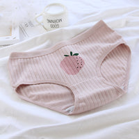 Plaid Strawberry Breathable Cotton Cute Women's Briefs Package Buttock Pure Cotton Crotch Mid-waist Ladies