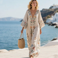 Five-button Long Pleated Dress In Kraft Fabric