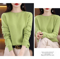 Pure Wool Sweater Crew Neck Pullover Sweater Loose Bottoming Shirt