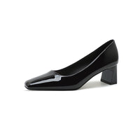 Classic Style High Heel Patent Leather Square Toe Light Luxury French Shoes