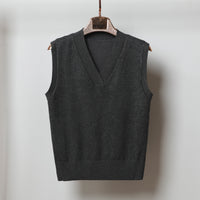 V-neck Sleeveless Sweater Vest Women's Black Top Outerwear Thin Knitwear