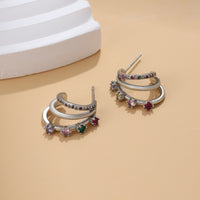 Retro Fashion-forward Niche-design Metal Multi-layer C-shaped Stud Earrings