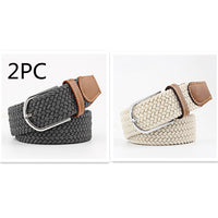 Women's Canvas Belt Student Pants Casual Stretch Braided Needle Buckle