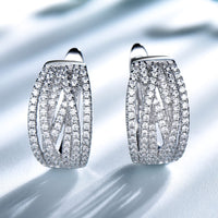 Simple S925 Sterling Silver Gemstone Clip Earrings Retro