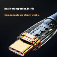 Lengthened 2 M Transparent Gold-plated 120W Super Fast Charge Data Cable