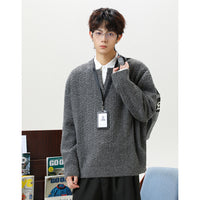 Retro Loose-fit Heavyweight Textured Knit Sweater Cardigan