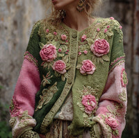 Women's Printed Wear Cardigan Knitted Coat