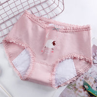 Women's Cotton Underwear Mid-waist Printed Menstrual Period Side Leakage Prevention Underwear