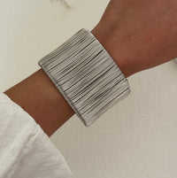 Bold Exaggerated C-shaped Alloy Bracelet With A Brushed Finish