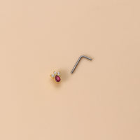 Water Drop Modeling Colorful Zircon L-bar Fashion Nose Nail