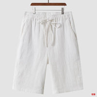 Linen Shorts Men's Casual Loose Cropped Pants