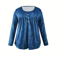 Elegant Loose Button Large Size Top Women's T-shirt