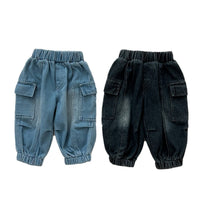 Korean Style Pants Trendy Stitching Cargo Jeans