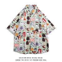 Men's Retro Hong Kong Style Short Sleeve Printed Shirt
