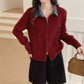 False Two-piece High Quality Denim Patchwork Knitted Sweater