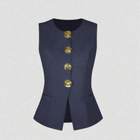 Sleeveless Round Neck Vest Fashion Women's Wear Elegant Waist-tight Solid Color