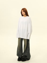 Pure Cotton Long Sleeve 300g Heavy Base Shirt Solid Color T-shirt