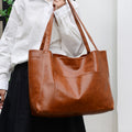 Soft Leather Retro Oil Waxed Leather Large Capacity Shoulder Bag