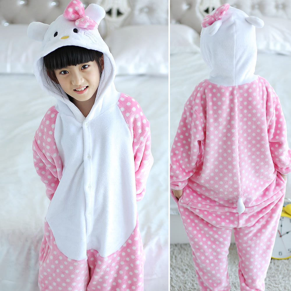 Children's Animal Flannel One-piece Pajamas Long Sleeves