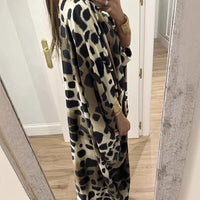 Women's Fashionable Printed Batwing Sleeve Midi Dress