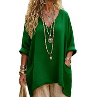 New Casual V Neck Long Sleeve Womens Top