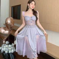 Women's Chest Pad Slip Nightdress Ice Silk Robe Two-piece Set