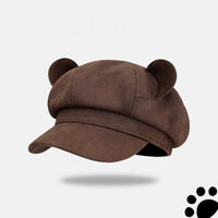 Little Bear Ears Suede Fleece Octagonal Hat For Women