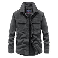 Spring New Denim Long-sleeved Shirt Men Washed Long Lining