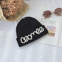 Women's Knitted Hat Pearl Small Fragrant Woolen Hat